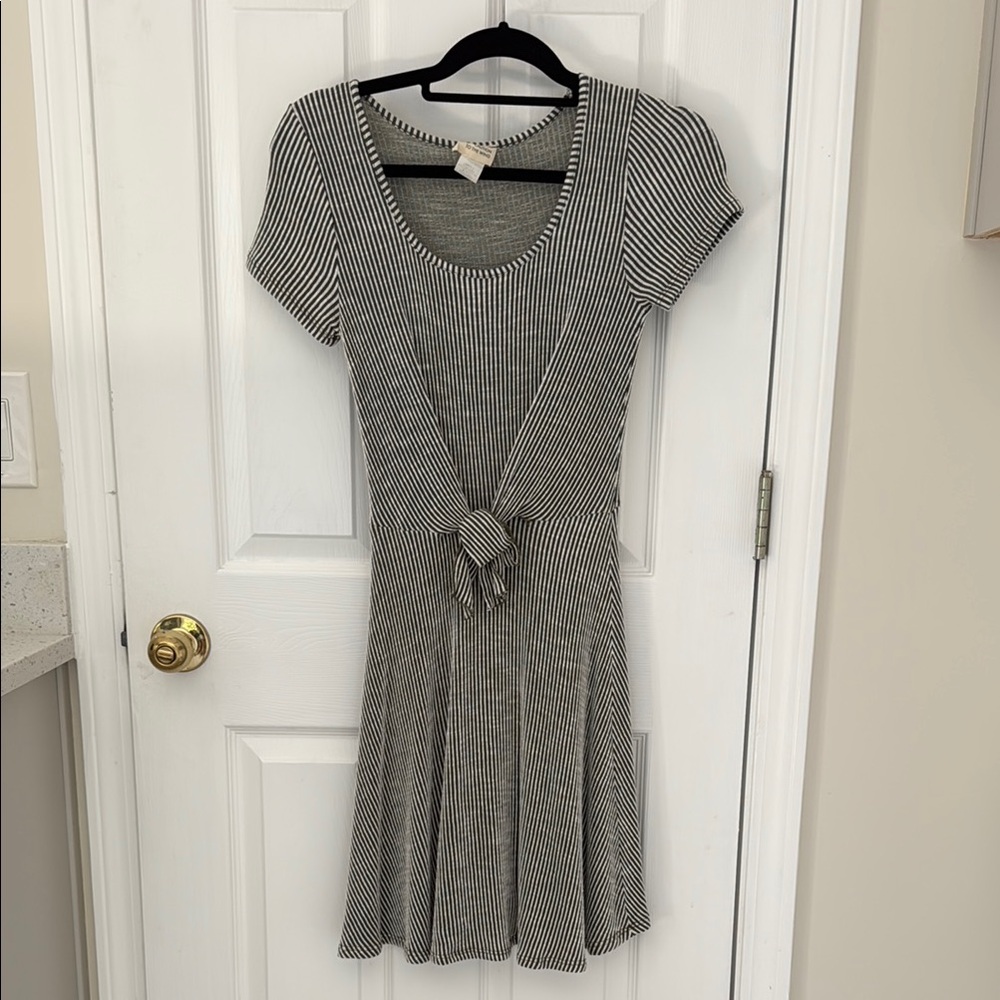 Caution To The Wind Green and White Striped Midi Dress
